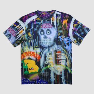 NEW TANGO HOTEL SKULL XL T SHIRT AOP Street Art Drip Grafitti ABH All Over Print